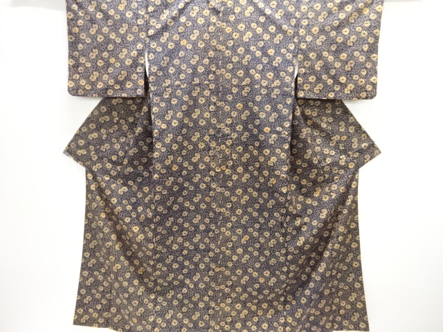 JAPANESE KIMONO / ANTIQUE KIMONO / SILK / TSUMUGI / FLORAL ARABESQUE